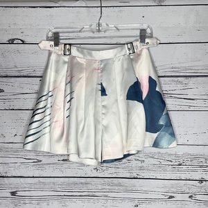 Delphine Size 4 Abstract Watercolor Print Pleated Satin Shorts w/ Pockets